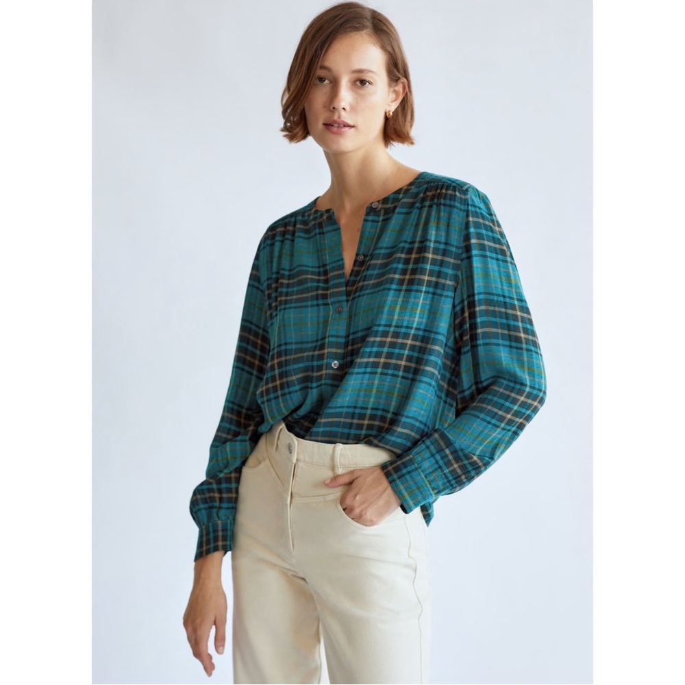 Wilfred Free Calla Plaid Button-Up Blouse Size S